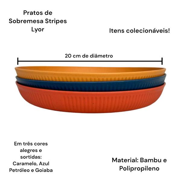 Kit Completo Bambu PP Pratos Bowl Copo Colorido Stripes Lyor Imagem de Kit Completo Bambu PP Pratos Bowl Copo Colorido Stripes Lyor