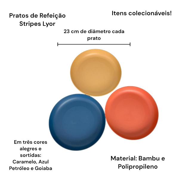 Kit Completo Bambu PP Pratos Bowl Copo Colorido Stripes Lyor Imagem de Kit Completo Bambu PP Pratos Bowl Copo Colorido Stripes Lyor