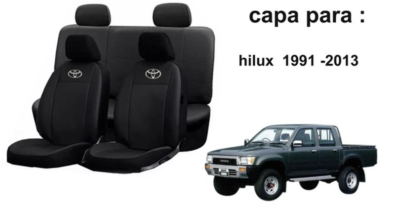 Imagem de Kit Completo Capa de Couro Hilux 91-03 + Tapetes + Capa de Volante