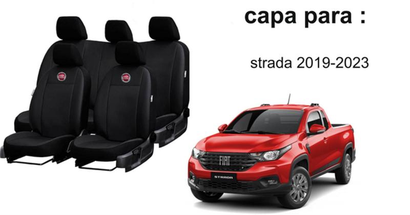 Imagem de Kit Completo: Capa de Couro Strada 19-23 + Tapete + Capa de Volante