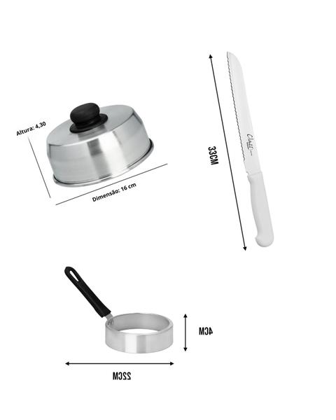 Imagem de Kit completo chapeira 30x60 com prensa + acessórios p/ lanchonete e cozinha