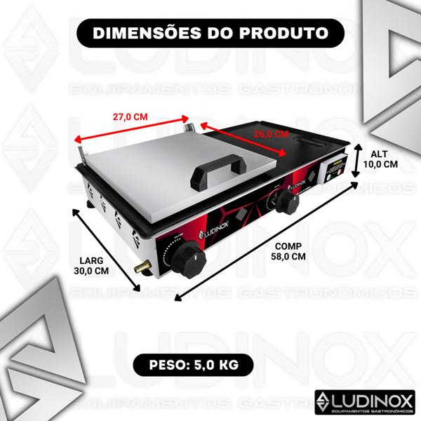 Imagem de Kit completo chapeira 30x60 com prensa + acessórios p/ lanchonete e cozinha