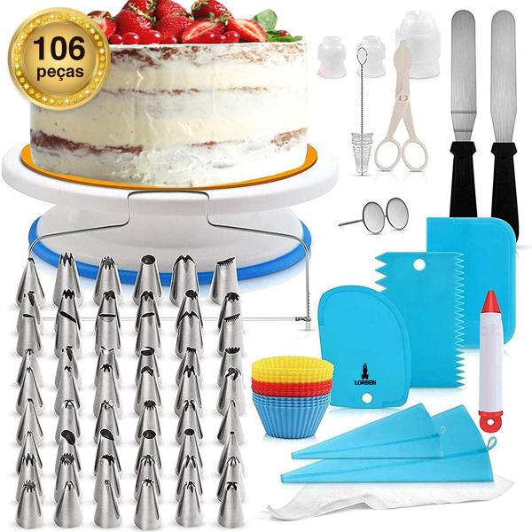 Kit Completo Confeiteiro Decoração Bolos 106 Peças - GT6063 Lorben