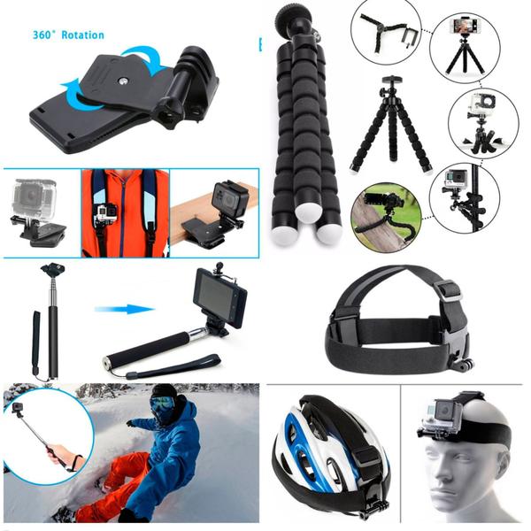 Imagem de Kit Completo de Acessórios para GoPro Hero 10 - Versátil e Seguro  Suportes, Bastão, Case, Boia, e Mais