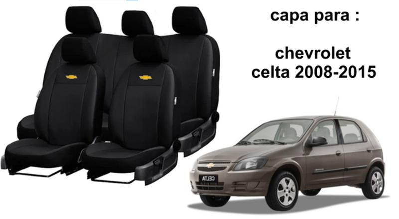 Imagem de Kit Completo de Capas de Couro para Celta 2012 - Couro Impermeável + Chaveiro + Capa de Volante