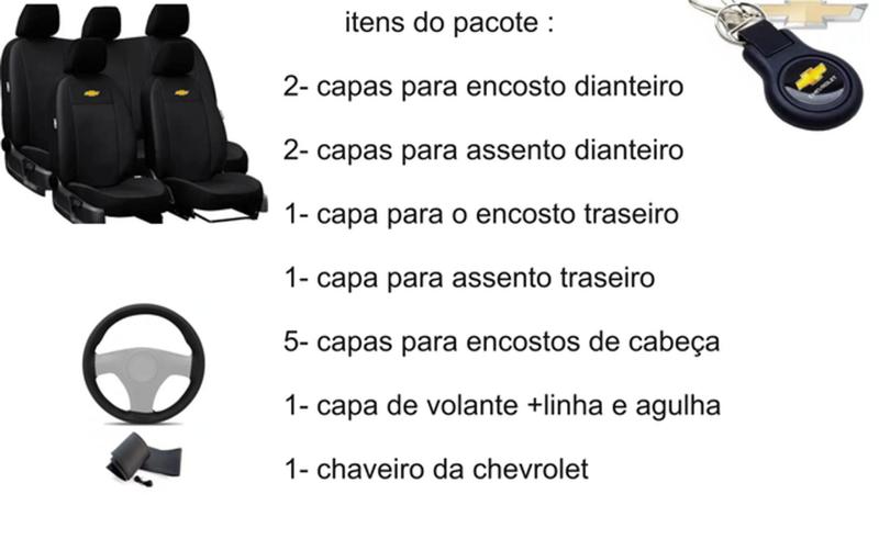 Imagem de Kit Completo de Capas de Couro para Spin 2016 - Couro Impermeável + Chaveiro + Capa de Volante