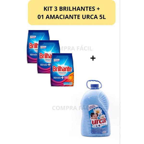 Imagem de Kit Completo de Limpeza: 3 Sabões em Pó Brilhante + 1 Amaciante Urca 5L