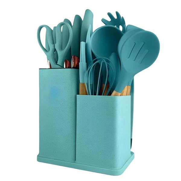 Imagem de Kit Completo de Utensílios de Cozinha em Silicone - 19 Peças Antiaderente e Resistente ao Calor para um Cozinhar Prático!