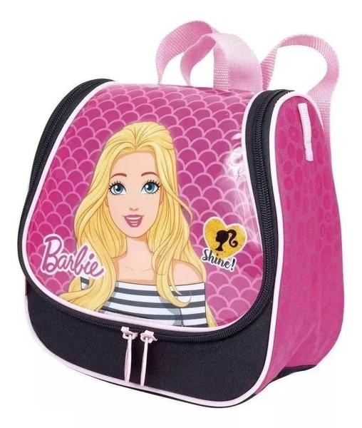 Imagem de Kit Completo Mochila Escolar Barbie Listrada 17m Rodinhas G