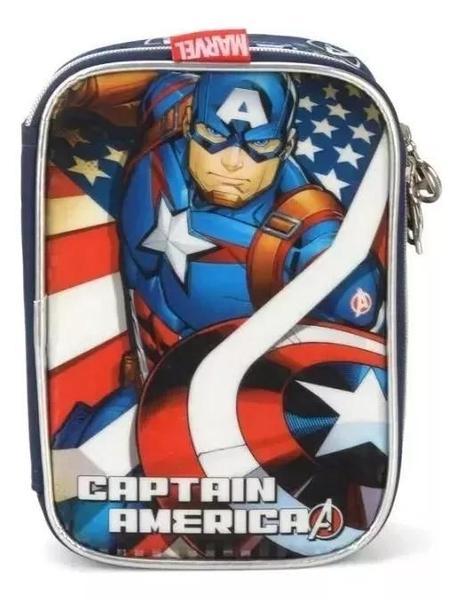 Imagem de Kit Completo Mochila Escolar Capitão América Rodinhas Grande