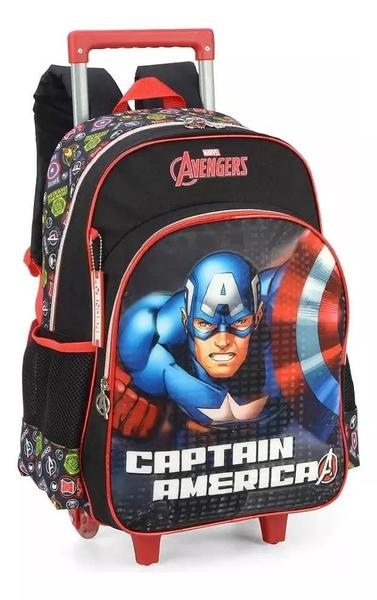 Imagem de Kit Completo Mochila Escolar Capitão América Rodinhas Grande