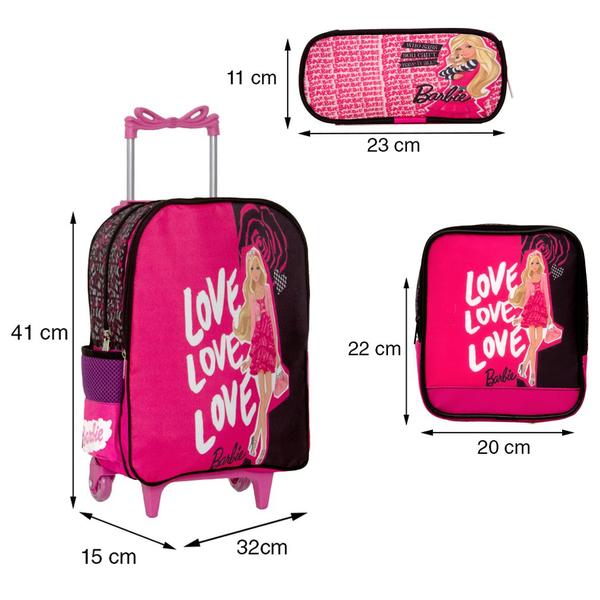 Imagem de Kit Completo Mochila infantil Escolar de Rodinhas Barbie