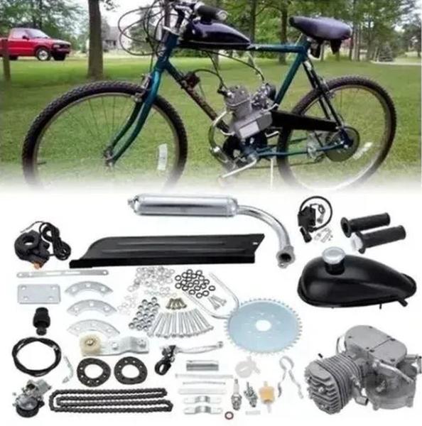 Imagem de Kit Completo Motor Bicicleta Motorizada 80Cc Prata Super