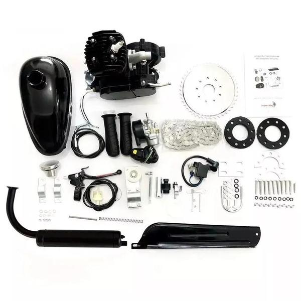 Imagem de Kit Completo Motor Bicicleta Motorizada 80Cc Prata Super