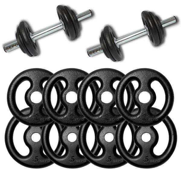 Imagem de Kit Completo Musculação Fitness Barras 28kg Anilhas Presilha