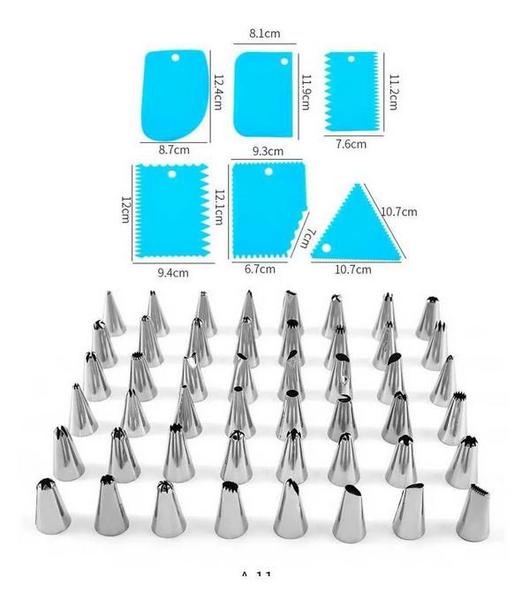 Imagem de Kit Completo para Confeitar com 78 Peças Bicos de Inox Facilidade p/ Decoração