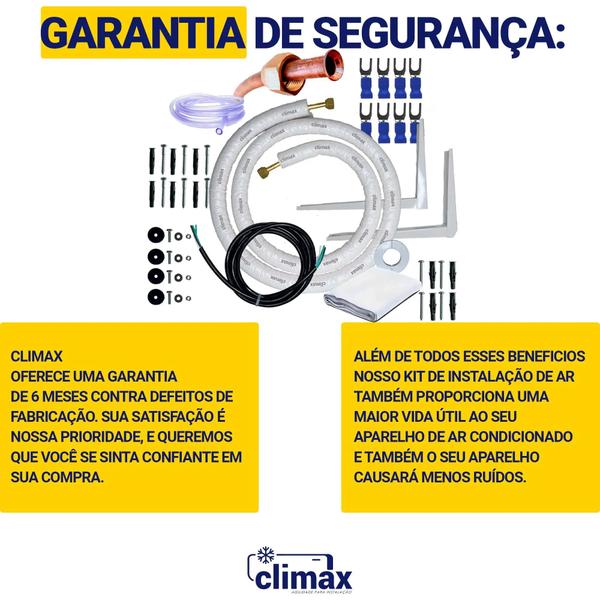 Kit Completo Para Instalação Ar-Condicionado Split 12000 BTUs Agratto Só Frio ACST12F 1/4 x 3/8 3 Metros C/ Suporte - Climax Imagem de Kit Completo Para Instalação Ar-Condicionado Split 12000 BTUs Agratto Só Frio ACST12F 1/4 x 3/8 3 Metros C/ Suporte