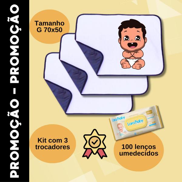 Imagem de Kit Completo para Trocas sem Estresse: Trocador Absorvente + 100 Lenços Umedecidos