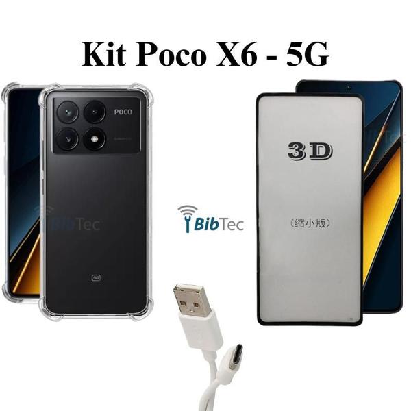 Imagem de Kit Completo Poco X6  Capa + Película 3D de Vidro + Acessórios para Xiaomi Poco X6