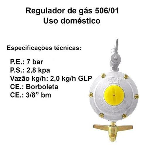 Imagem de Kit Completo Registro Regulador Gás Aliança + Mangueira 1,25