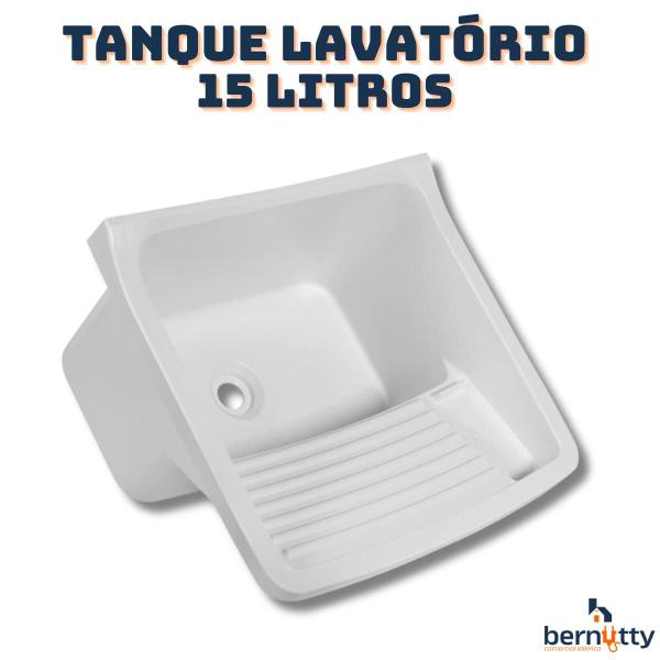 Imagem de Kit Completo Tanque Branco Lavatório ABS 15 Litros Com Válvula Sifão e Parafussos Para Fixação