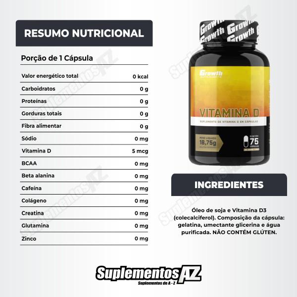 Imagem de Kit Complexo B 120 Caps + Vitamina D 75 Caps Growth Supplements