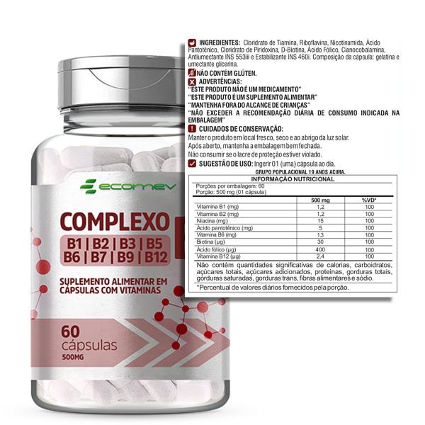 Imagem de Kit Complexo B Forma Ativa Pura + Magnésio Treonato 500Mg 180Cáps Ecomev