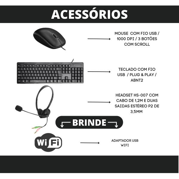 Imagem de Kit Computador Completo Intel I3 16gb Ssd 480gb Combo Monitor e Headset