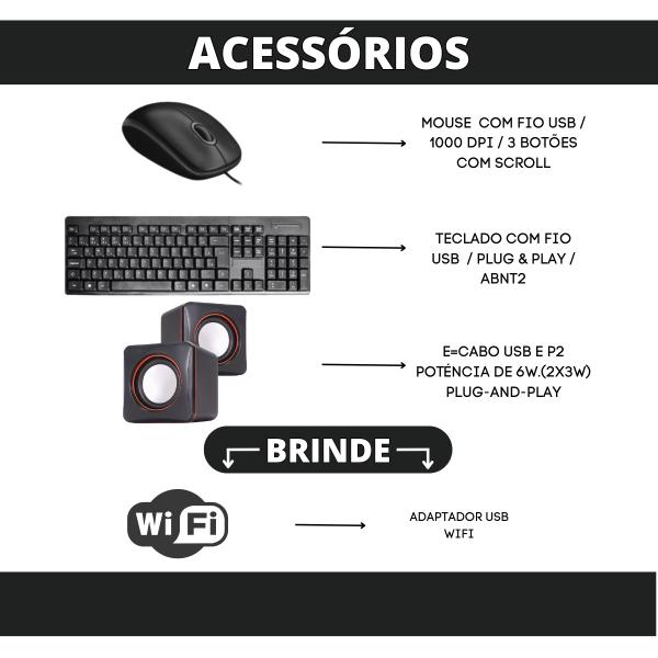 Imagem de Kit Computador Completo Intel I5 16gb Ssd 240gb Combo Monitor e Caixa de som