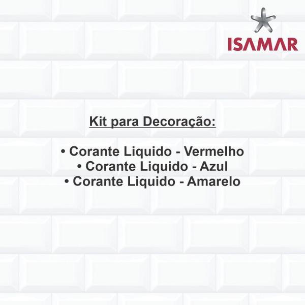 Imagem de Kit Confeitaria Corante Alimentício Liquido 3 Cores