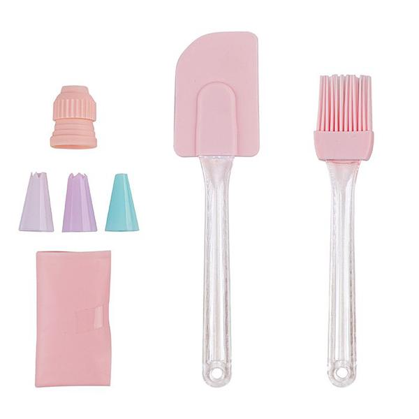 Imagem de Kit Confeiteiro 7 Peças Silicone Pincel Espátula Decoração de Bolo