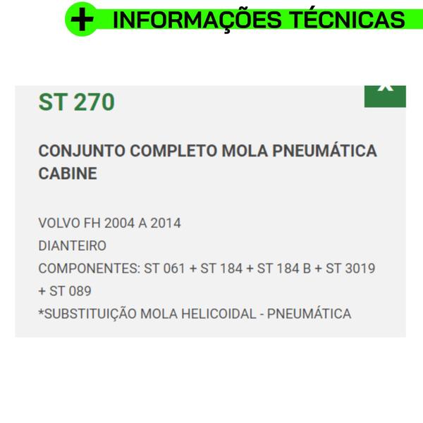 Imagem de Kit Conforto Completo Suspensão Ar Cabine para Volvo FH - 2004 a 2014 - Dianteiro