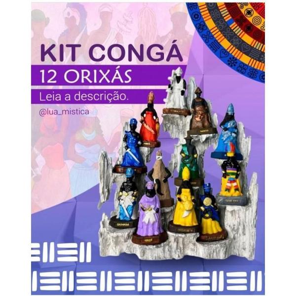 Imagem de Kit Conga 30Ax23Lx14C 12 Orixás 10 Cm Branco Em Resina