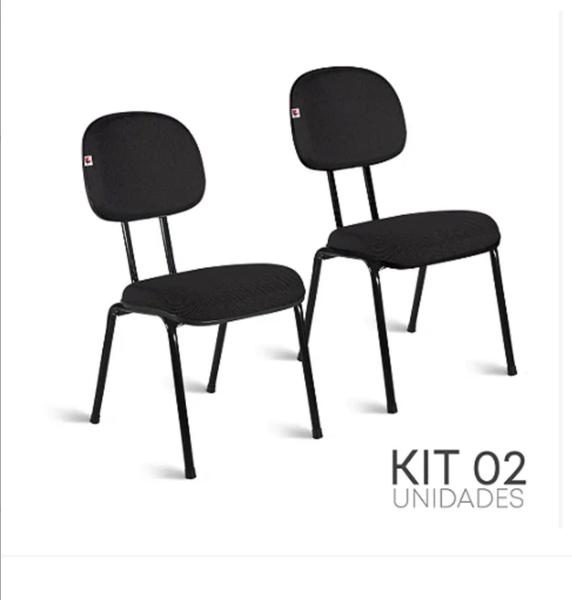 Kit conjunto 02 cadeira secretária fixa. Cor: preta - Company Imagem de Kit conjunto 02 cadeira secretária fixa. Cor: preta