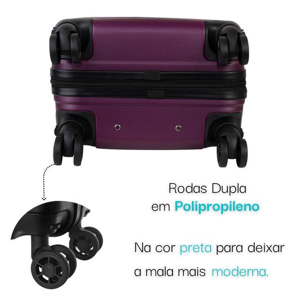 Imagem de Kit Conjunto 2 Malas De Viagem para bordo Fibra C/rodinha 360