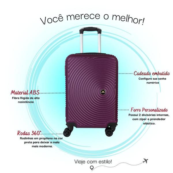 Imagem de Kit Conjunto 2 Malas De Viagem para bordo Fibra C/rodinha 360