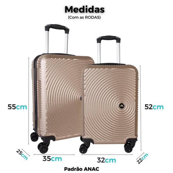 Imagem de Kit Conjunto 2 Malas De Viagem para bordo Fibra C/rodinha 360