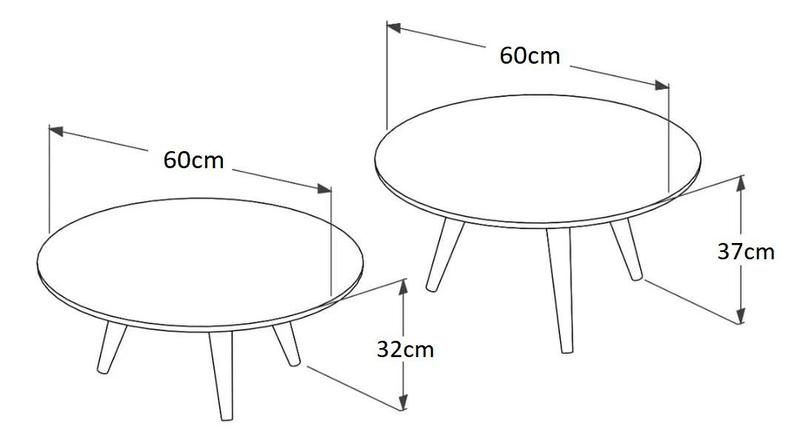 Imagem de Kit Conjunto 2 Mesa De Centro Redonda Sala Madeira Rustica