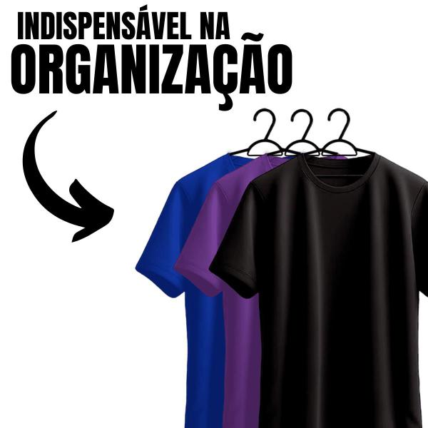 Imagem de Kit Conjunto 24 Cabides Reforçado Roupa Camiseta Calça Preto