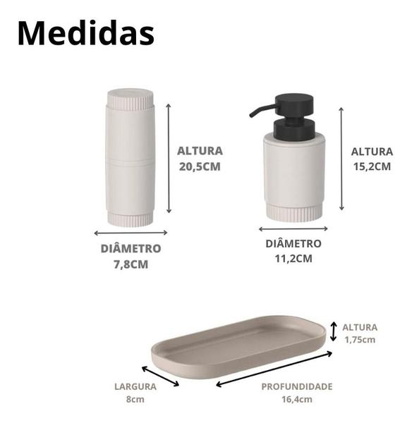 Kit Conjunto 3 Pçs Porta Escovas Sabonete Bandeja Dórica Ou Imagem de Kit Conjunto 3 Pçs Porta Escovas Sabonete Bandeja Dórica Ou
