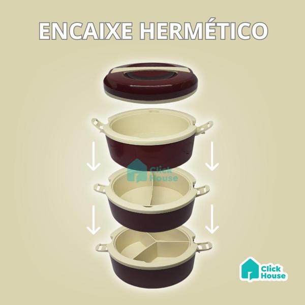 Kit Conjunto 3 Pratos Marmitas Térmicas Tampa Hermética Pratik 1 2 e 3 Divisórias Verde Bordô 1,5l - TAUMER Imagem de Kit Conjunto 3 Pratos Marmitas Térmicas Tampa Hermética Pratik 1 2 e 3 Divisórias Verde Bordô 1,5l