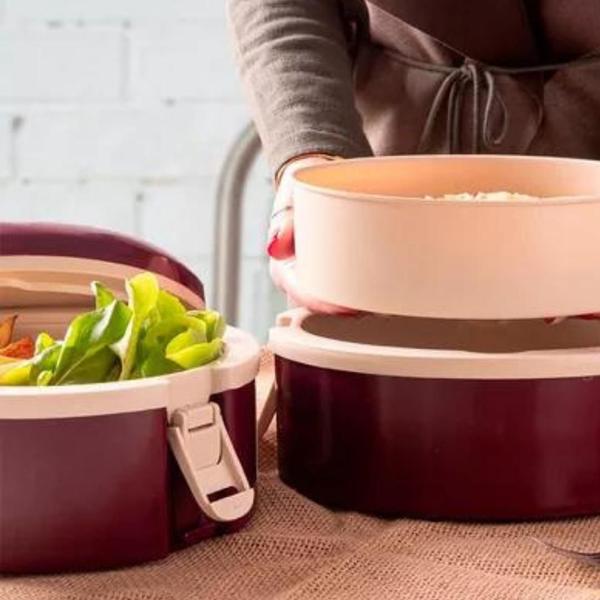 Kit Conjunto 3 Pratos Marmitas Térmicas Tampa Hermética Pratik 1 2 e 3 Divisórias Verde Bordô 1,5l - TAUMER Imagem de Kit Conjunto 3 Pratos Marmitas Térmicas Tampa Hermética Pratik 1 2 e 3 Divisórias Verde Bordô 1,5l