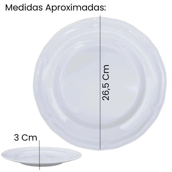 Imagem de Kit Conjunto 4 Pratos Fundos 22,5 Cm + 4 Pratos Rasos 26,5 Cm + 4 Pratos de Sobremesa 17 Cm Melamina / Plastico  Bestfer 