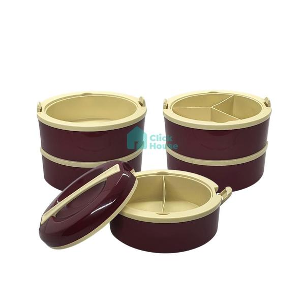 Kit Conjunto 5 Pratos Marmitas Térmicas Tampa Hermética Pratik 1 2 e 3 Divisórias Verde Bordô 1,5l - TAUMER Imagem de Kit Conjunto 5 Pratos Marmitas Térmicas Tampa Hermética Pratik 1 2 e 3 Divisórias Verde Bordô 1,5l