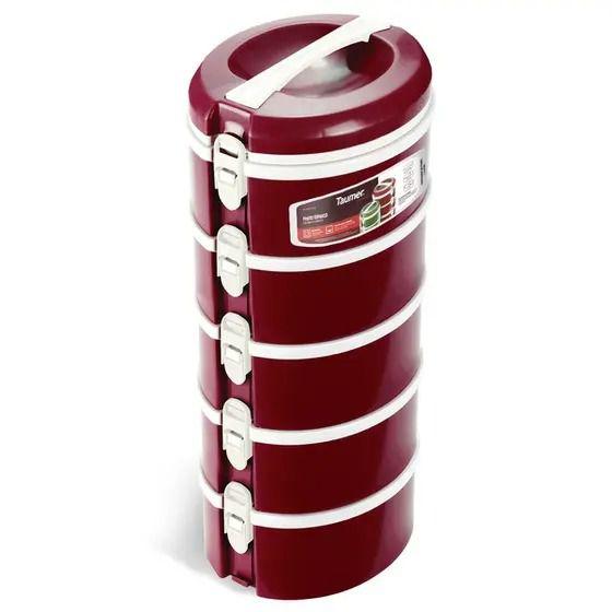 Kit Conjunto 5 Pratos Marmitas Térmicas Tampa Hermética Pratik 1 2 e 3 Divisórias Verde Bordô 1,5l - TAUMER Imagem de Kit Conjunto 5 Pratos Marmitas Térmicas Tampa Hermética Pratik 1 2 e 3 Divisórias Verde Bordô 1,5l