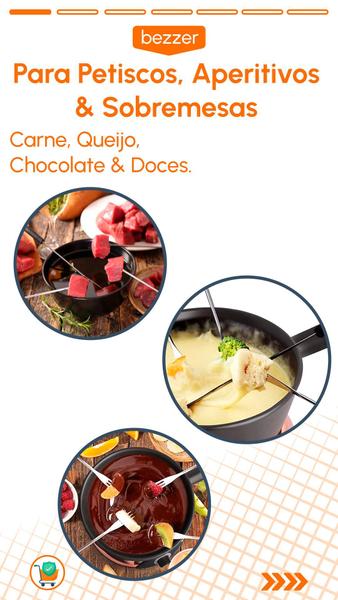 Imagem de Kit Conjunto 6 Garfo Para Fondue Aperitivo Petisco Queijo Sobremesa  18 cm Cabo Inox e Plástico