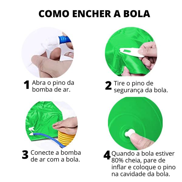 Imagem de Kit Conjunto Bola de Pilates Yoga Ginástica Fisioterapia 75cm Verde Com Bomba de Ar 