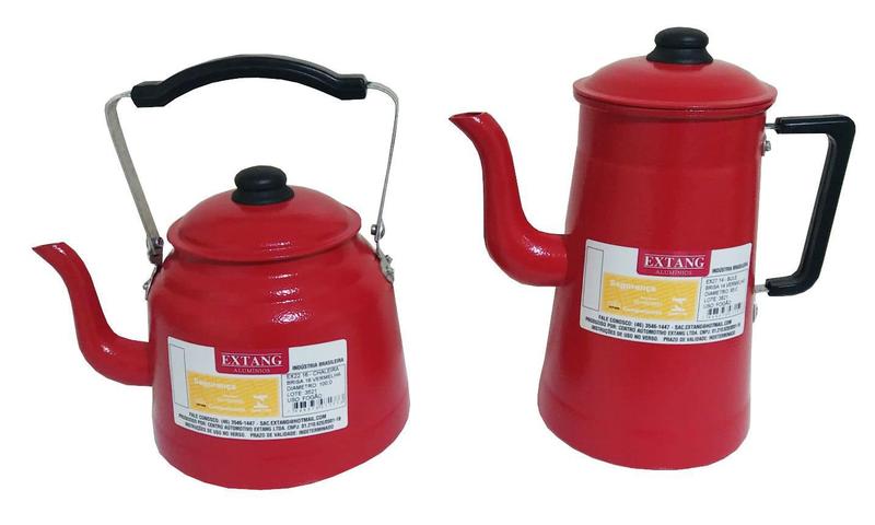 Imagem de Kit Conjunto Bule 1.8L E Chaleira 1.7L Vermelho Texturizado