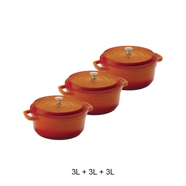 Kit Conjunto Caçarola Hercules Revestimento Ceramico Indução Laranja 3L + 3L + 3L Imagem de Kit Conjunto Caçarola Hercules Revestimento Ceramico Indução Laranja 3L + 3L + 3L