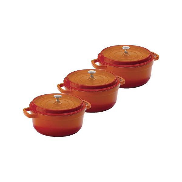 Kit Conjunto Caçarola Hercules Revestimento Ceramico Indução Laranja 3L + 3L + 3L Imagem de Kit Conjunto Caçarola Hercules Revestimento Ceramico Indução Laranja 3L + 3L + 3L